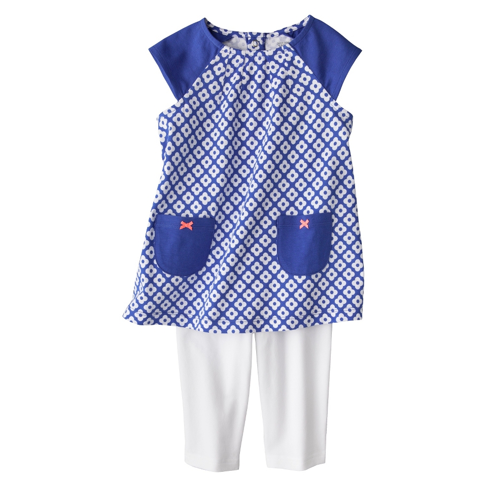 Just One YouMade by Carters Toddler Girls 2 Piece Set   Blue/White 4T