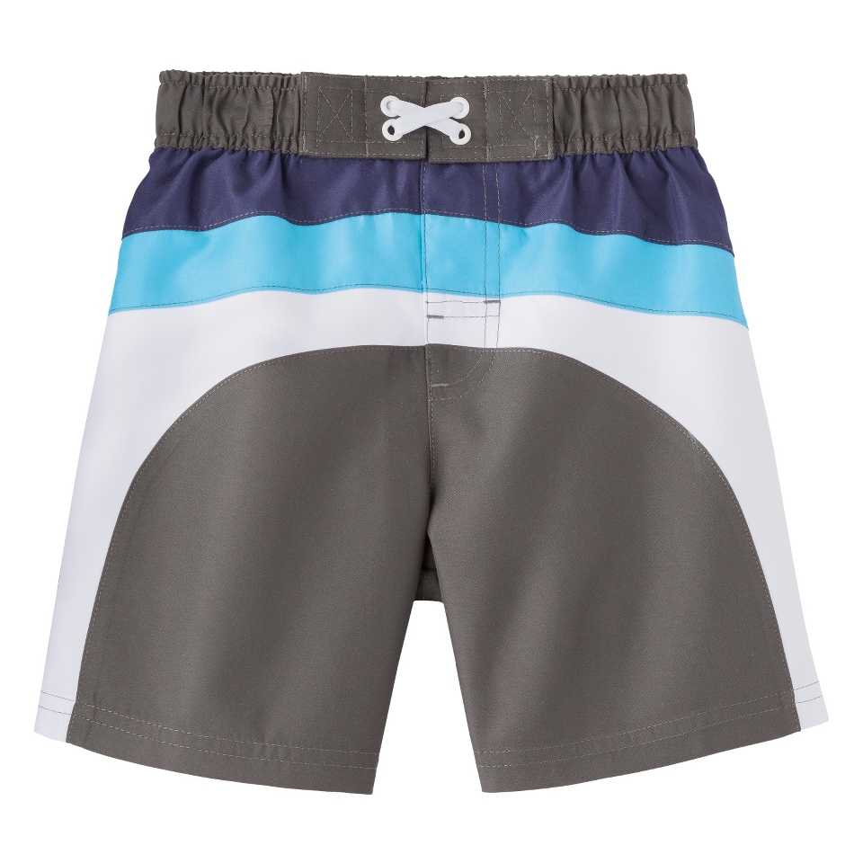 Circo Infant Toddler Boys Stripe Swim Trunk   Gray 4T