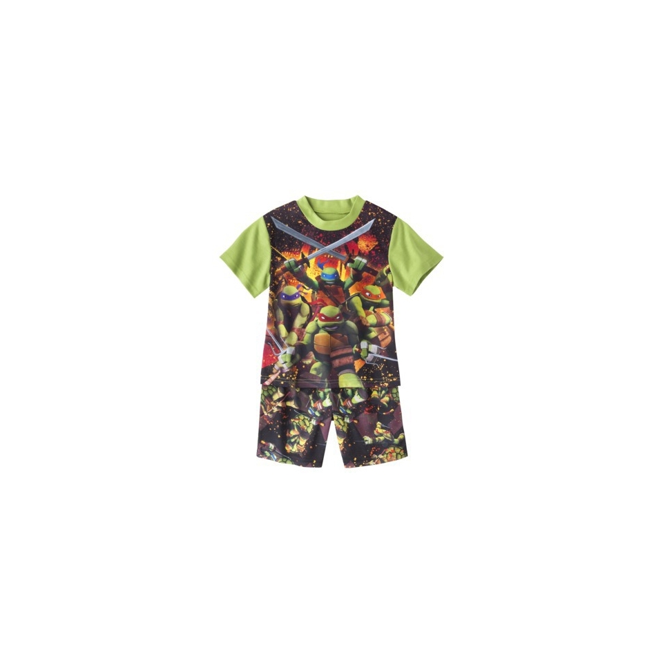 Teenage Mutant Ninja Turtles Boys 2 Piece Short Sleeve Pajama Set   Black XS