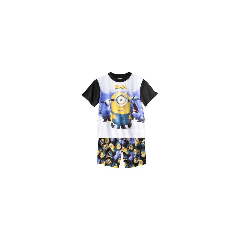 Despicable Me Boys 2 Piece Short Sleeve Pajama Set   White L