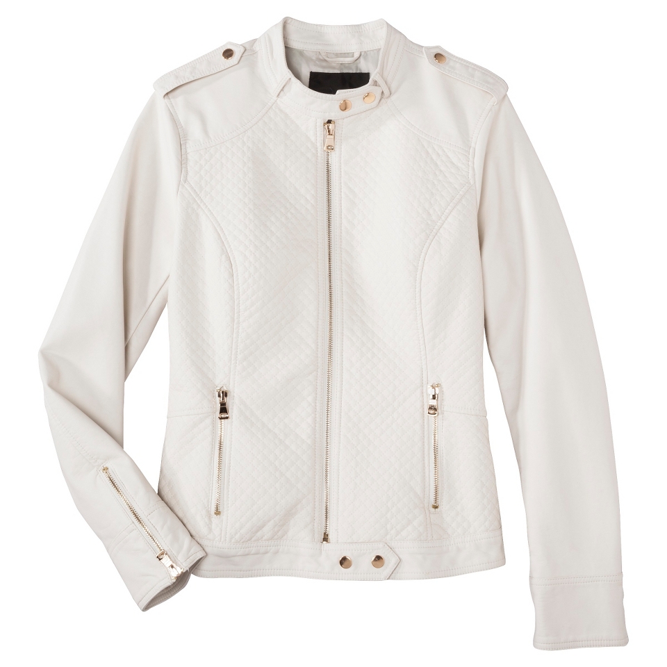 Mossimo Womens Faux Leather Jacket  White S