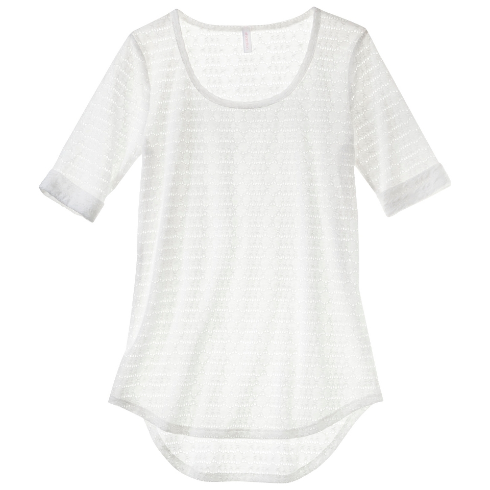 Xhilaration Juniors Elbow Sleeve Knit Top   Dove White XS(1)