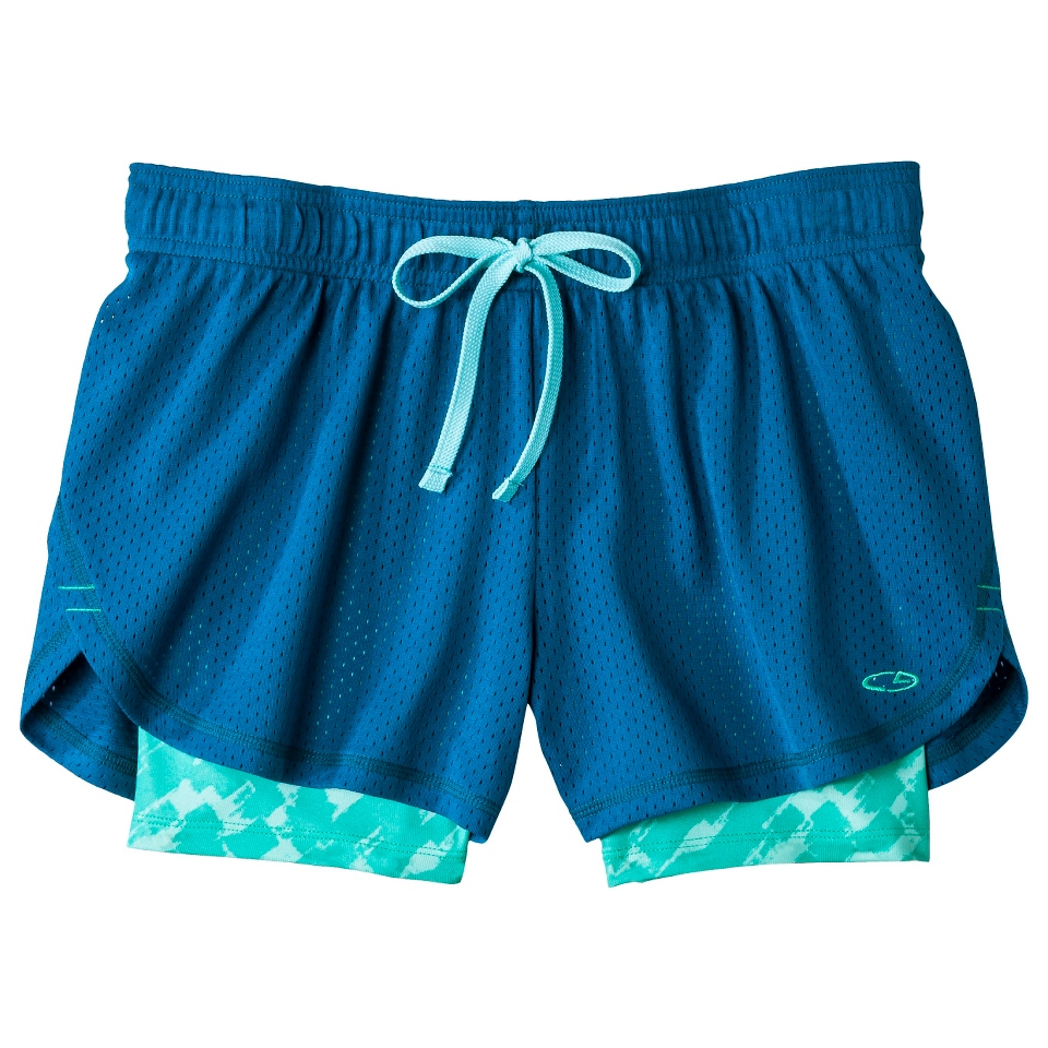 C9 by Champion Womens Mesh Short with Compression   Deep Ocean XL
