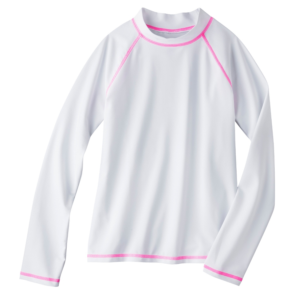 Girls Long Sleeve Swim Rashguard   White L