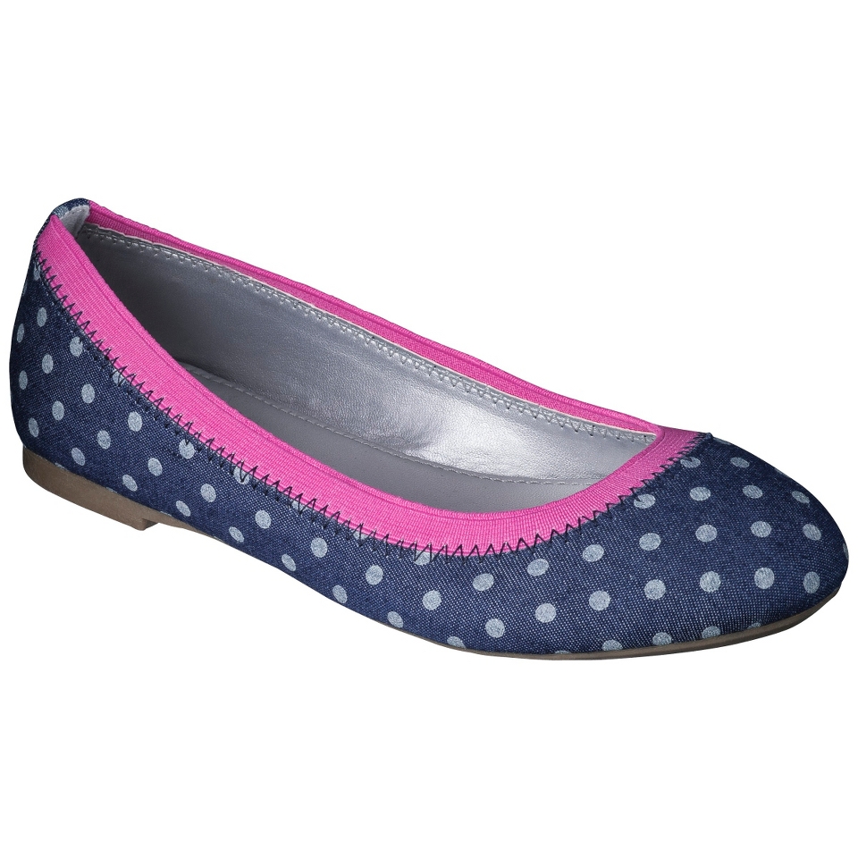 Girls Cherokee Faith Denim Dot Ballet Flat   Navy 5