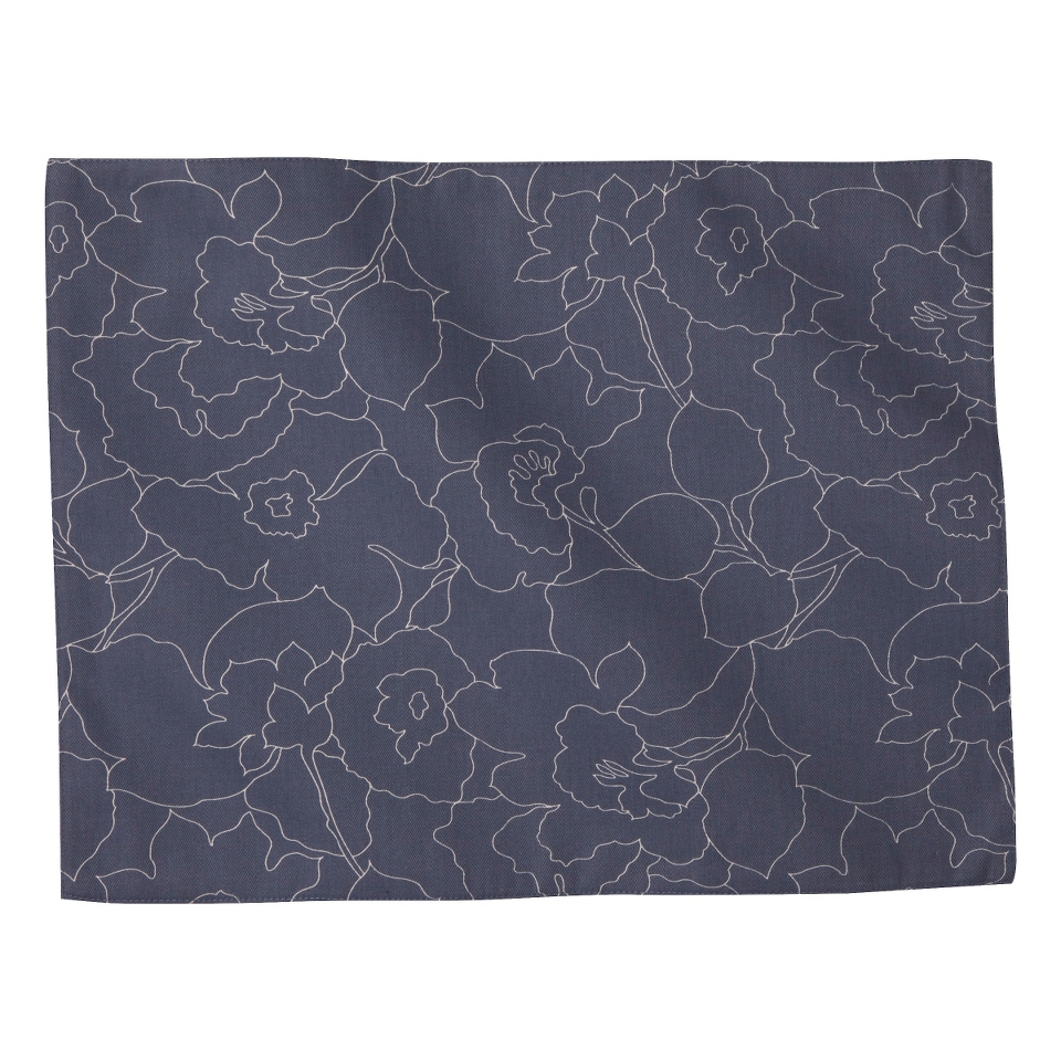 Room Essentials Outline Floral Placemat Set of 4   Blue