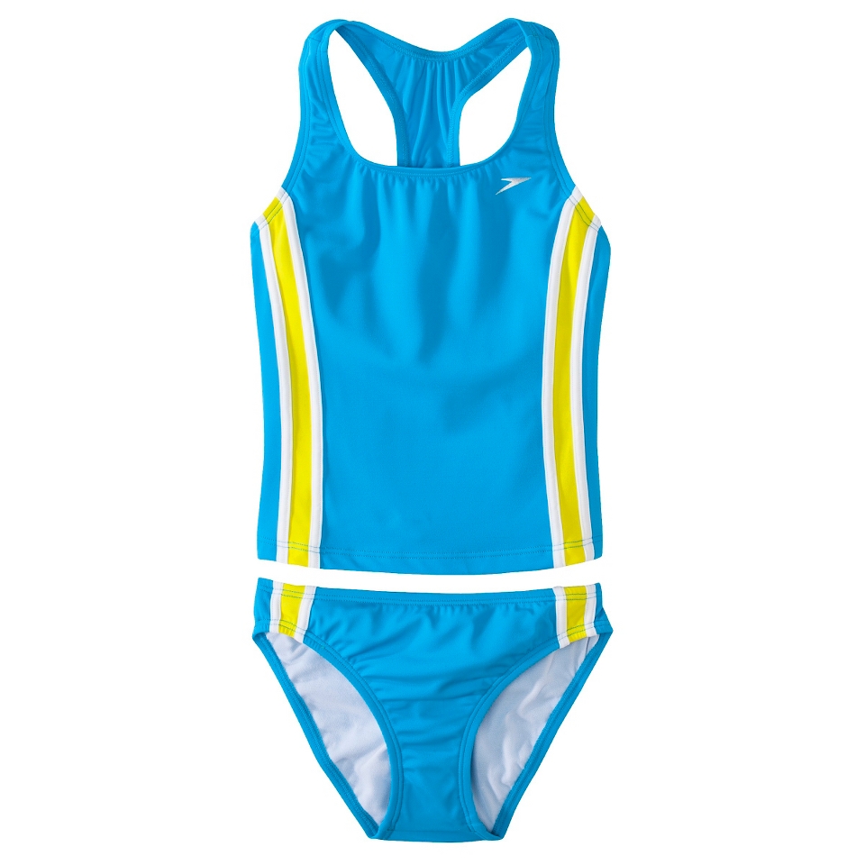 Speedo Girls 2 Piece Racer Back Tankini Swimsuit Set   Blue 7