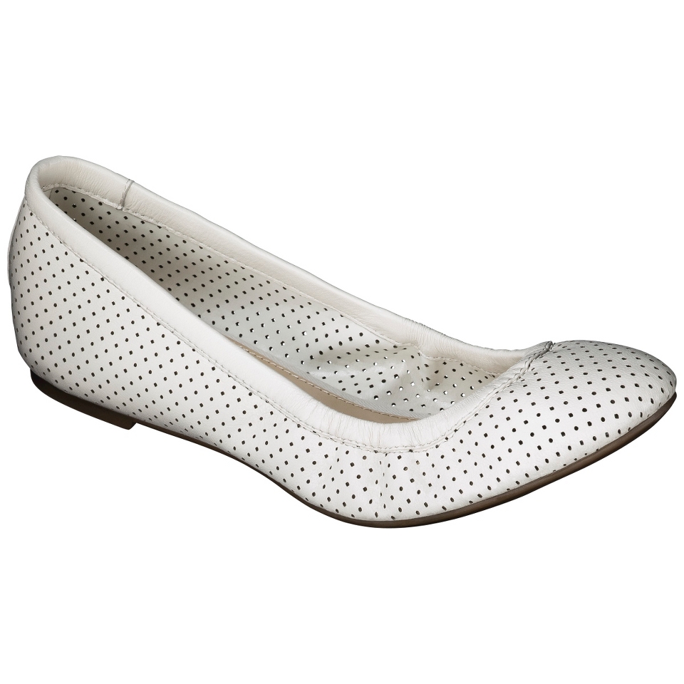 Womens Merona Emma Perforated Genuine Leather Flats   Off White 7.5