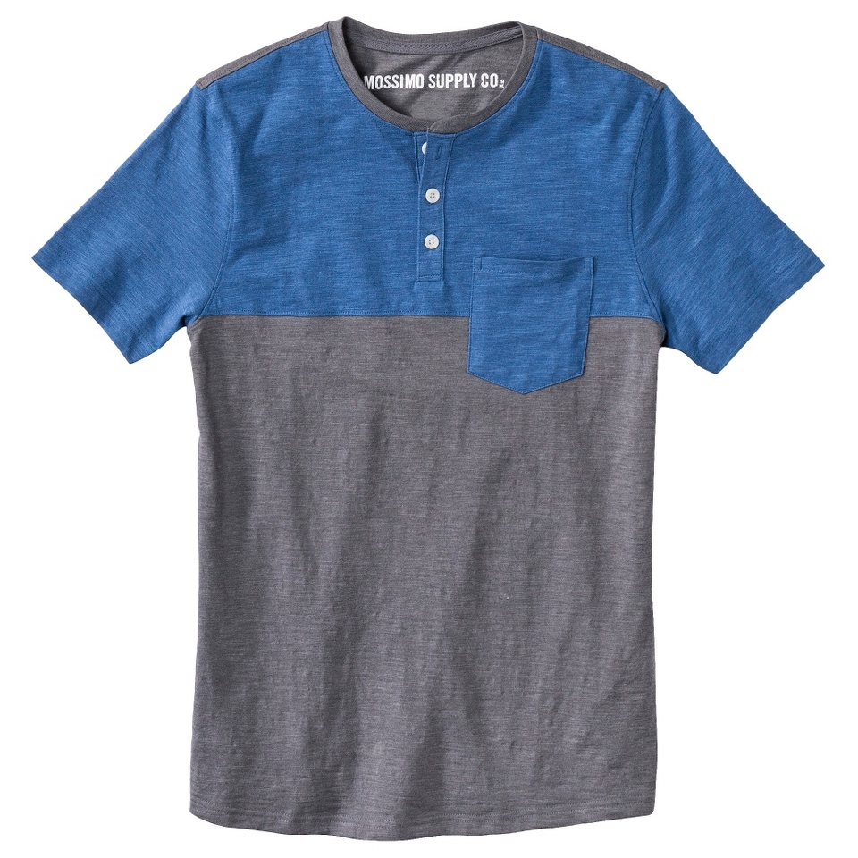 Mossimo Supply Co. Mens Short Sleeve Henley   Del Rio Blue L