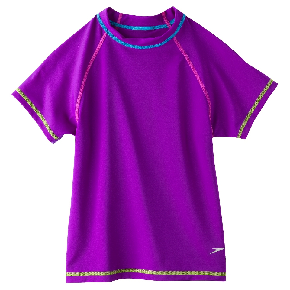 Speedo Girls Short Sleeve Rashguard   Purple XL