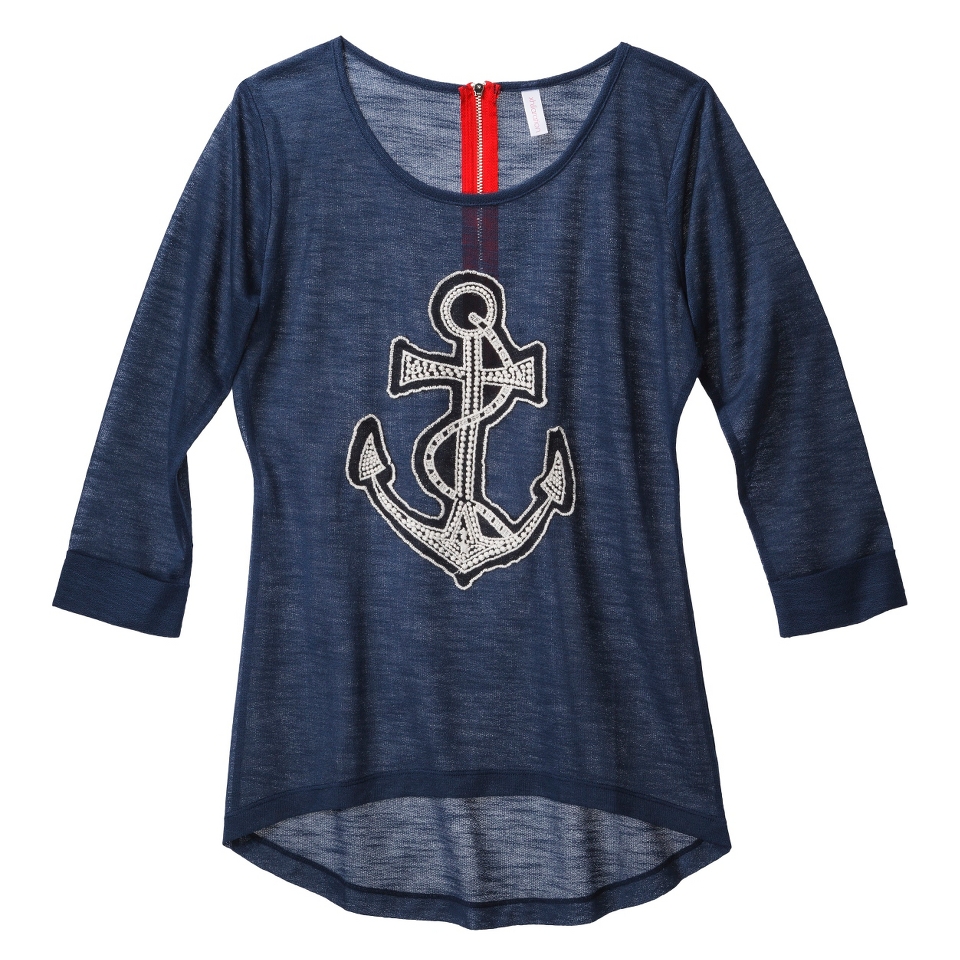 Xhilaration Juniors Anchor Knit Top   Blue S(3 5)