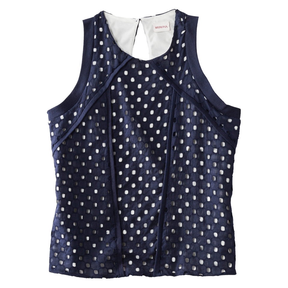 Merona Womens Eyelet Tank   Xavier Navy/Sour Cream   S