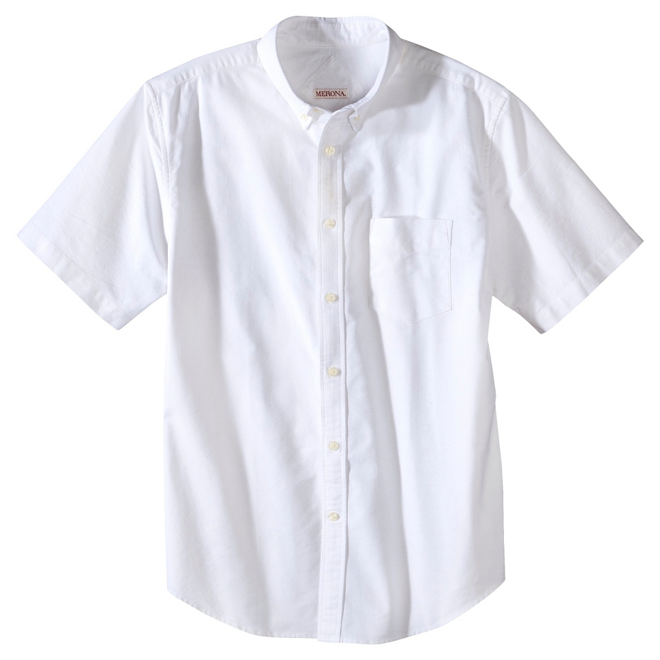 Merona Mens Short Sleeve Oxford Button Down True White S