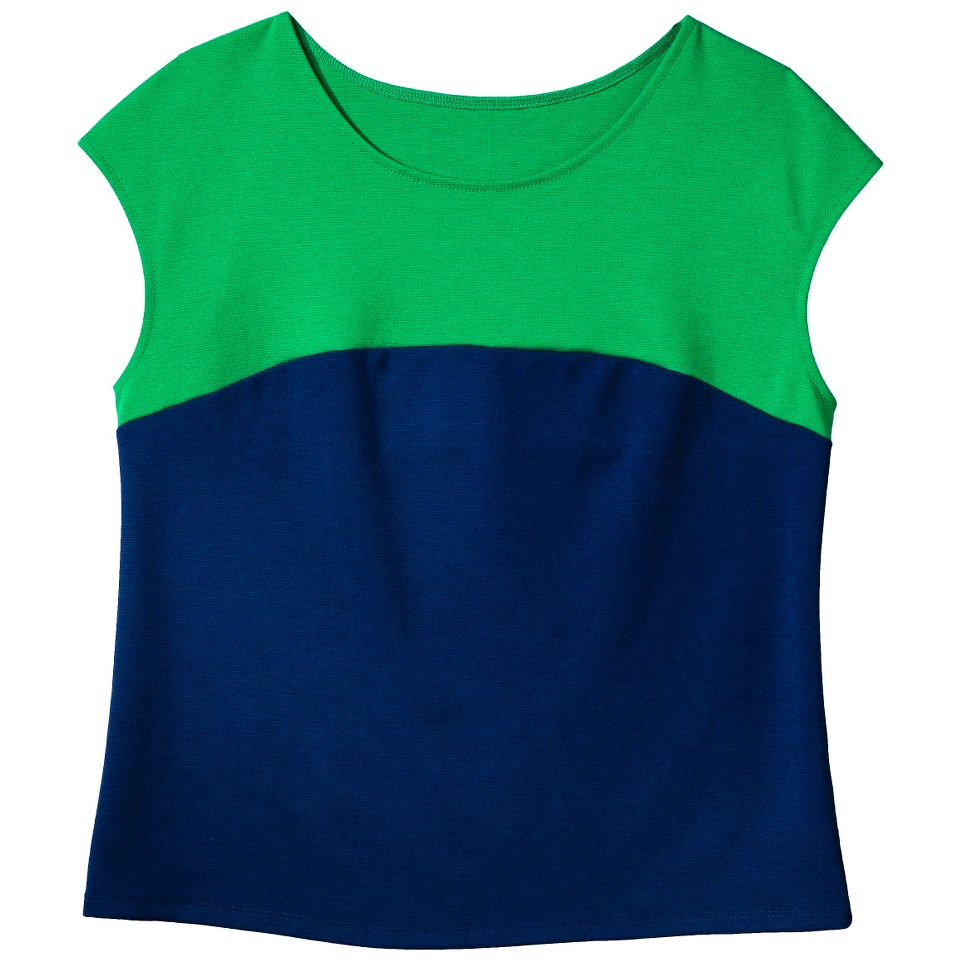 Merona Womens Ponte Colorblock Top   Green/Blue   M