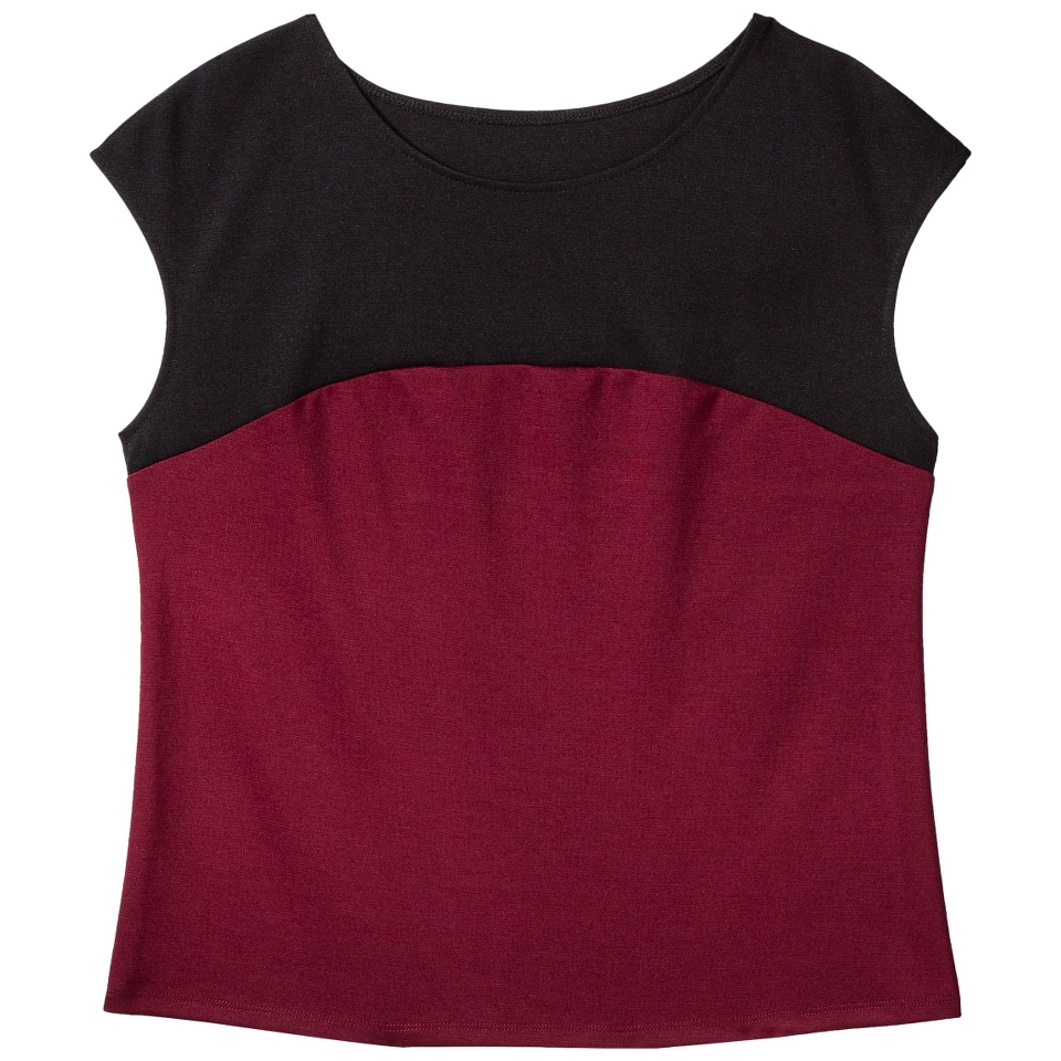 Merona Womens Ponte Colorblock Top   Black/Berry   XS