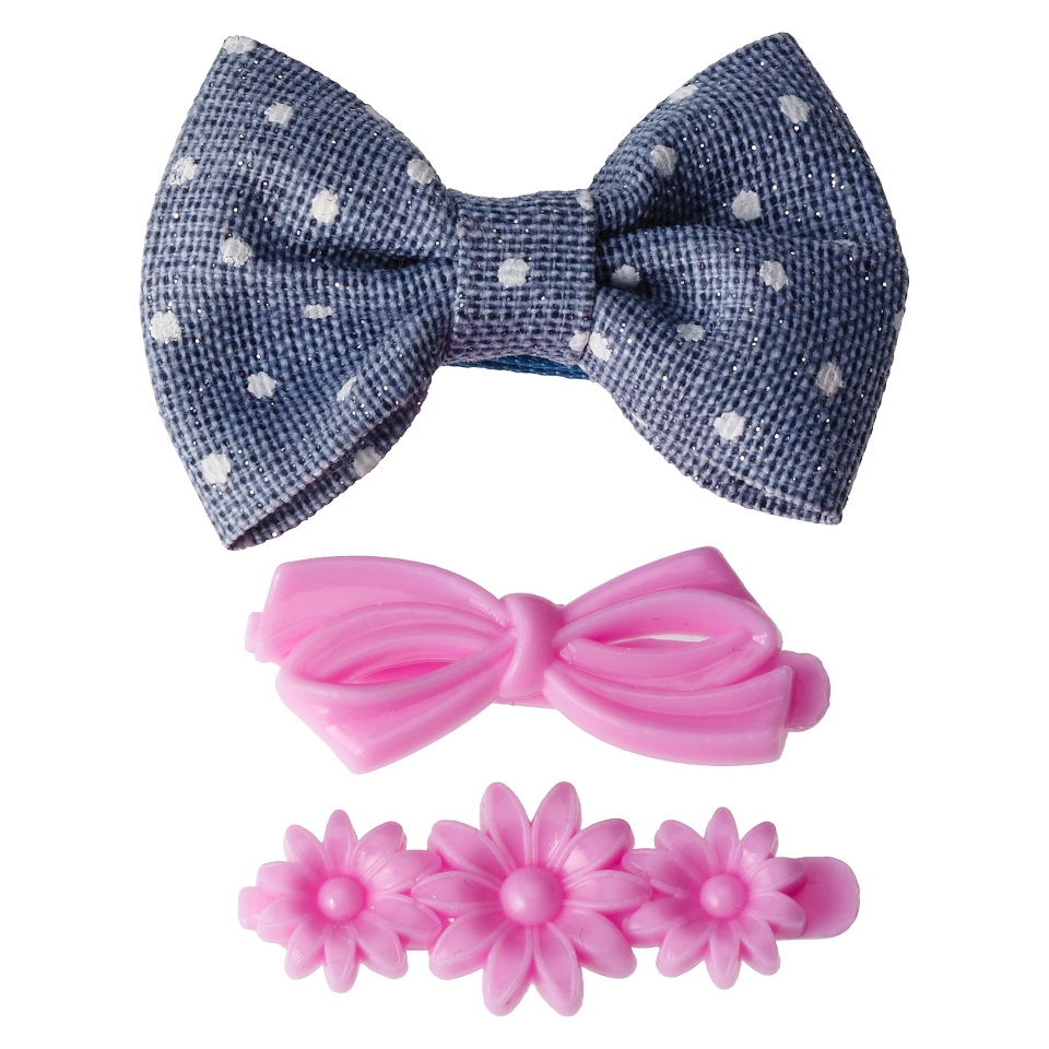 Cherokee Infant Toddler Girls 3 Pack Bow Clips/Barrettes