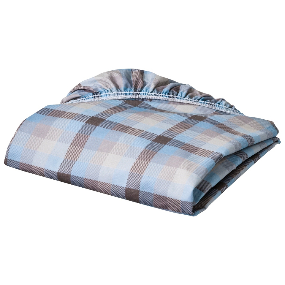 Eddie Bauer Blue Plaid Fitted Crib Sheet