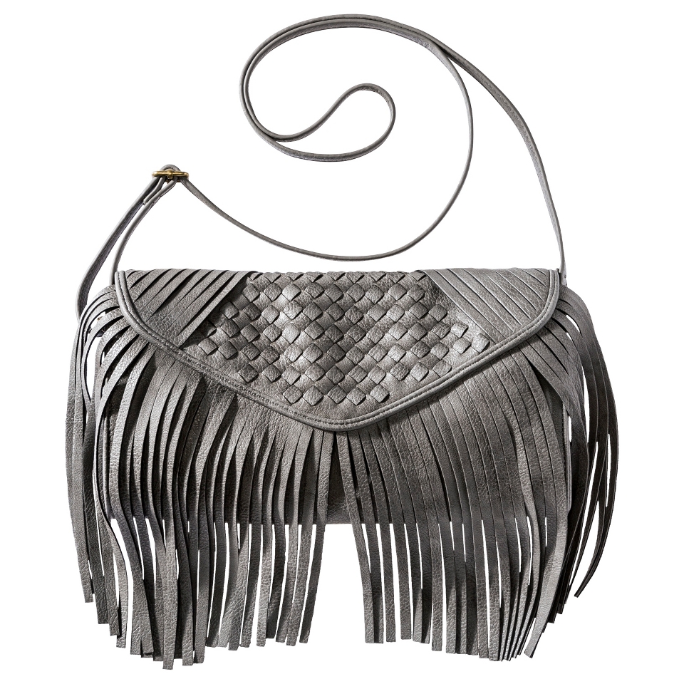 Mossimo Crossbody Handbag with Fringe   Gray