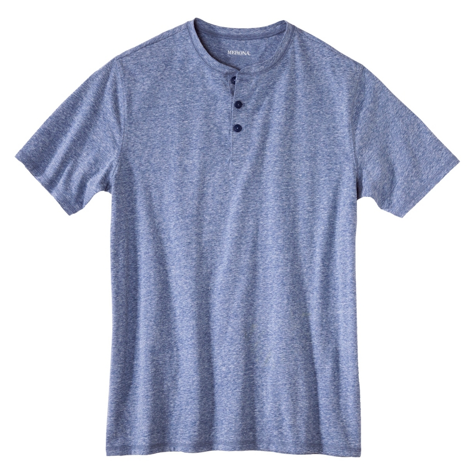 Merona Mens Henley Shirt   Durango Blue L