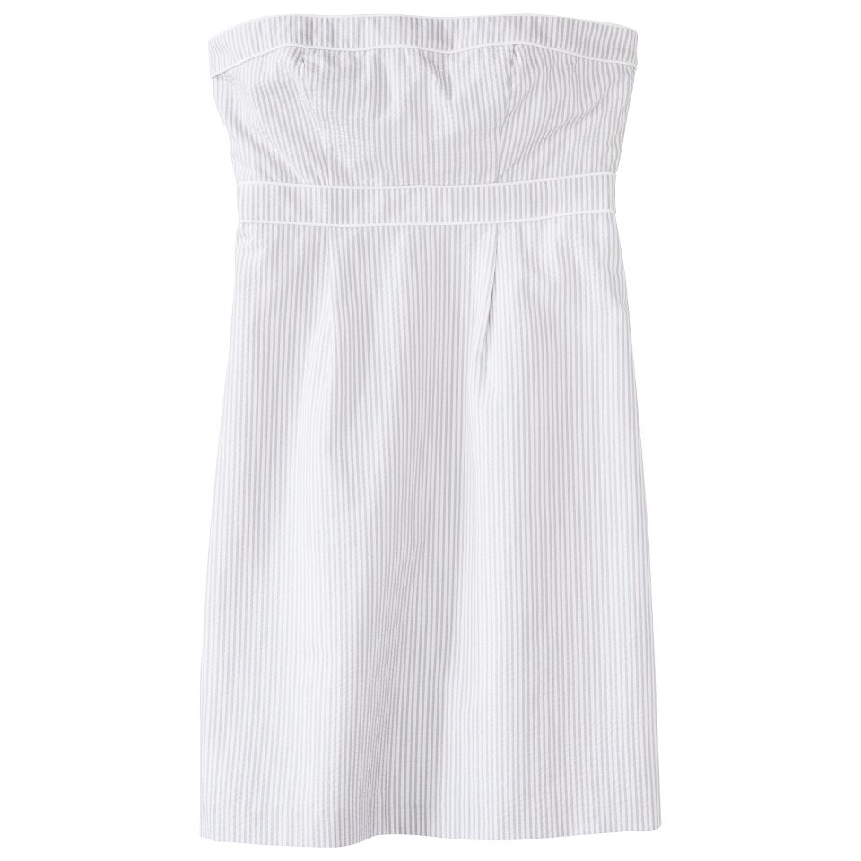 Merona Womens Seersucker Strapless Dress   Grey/White   2