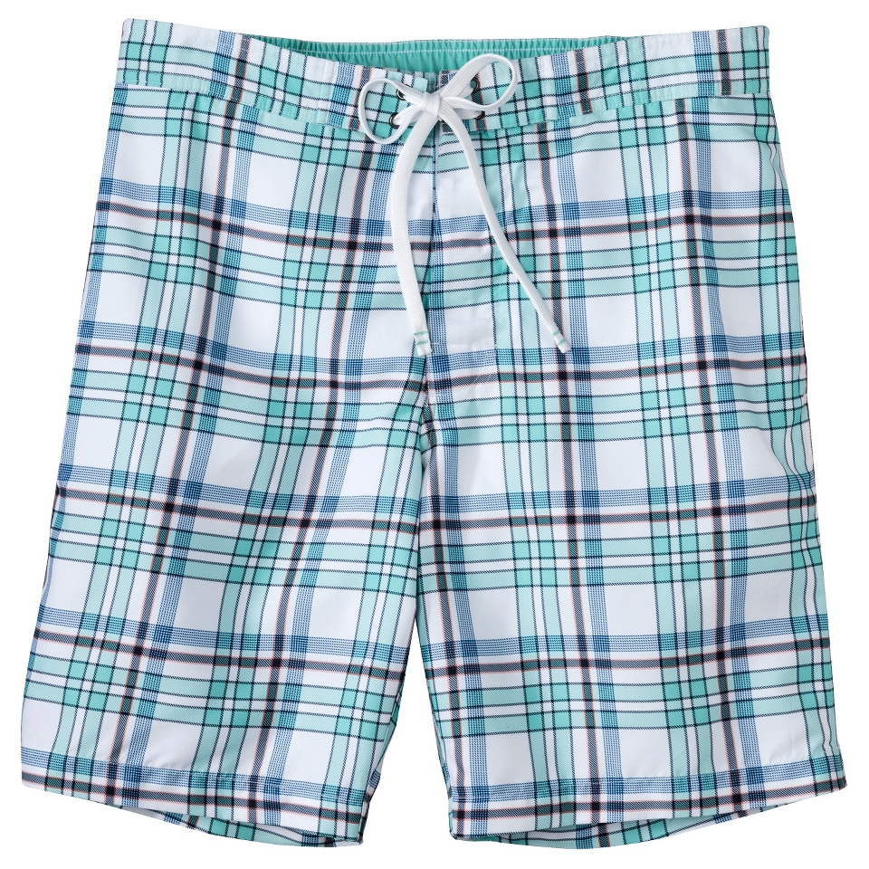 Merona Mens 9 Aqua Plaid Boardshort   XXXL