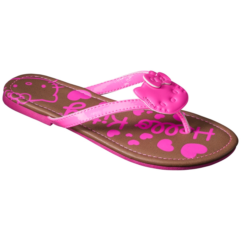 Girls Hello Kitty Flip Flop Sandals   Neon Pink XL