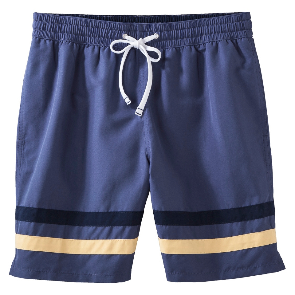 Merona Mens 8 Stripe Swim Short   Blue XS