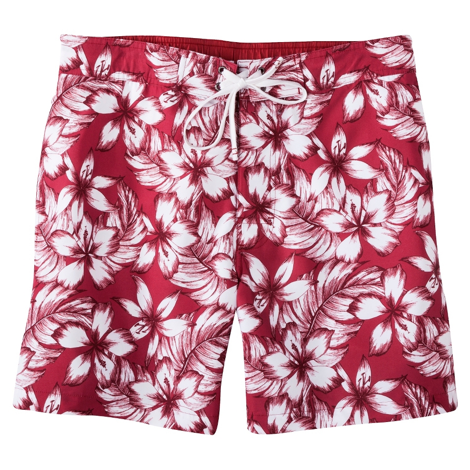 Merona Mens 7 Red Floral Boardshort   S