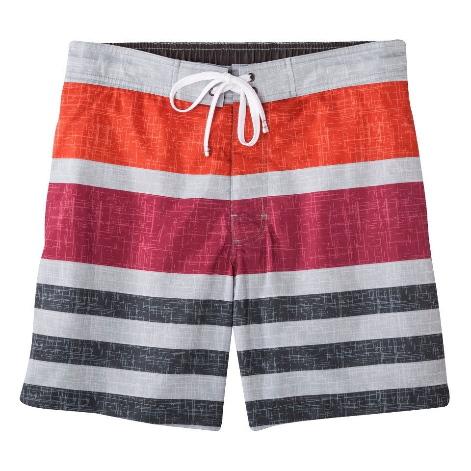 Merona Mens 7 Gray Stripe Boardshort   S