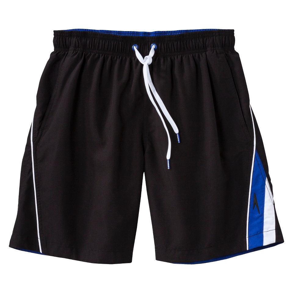 Speedo Mens 8 Nautical Stripe Swim Short   Black L