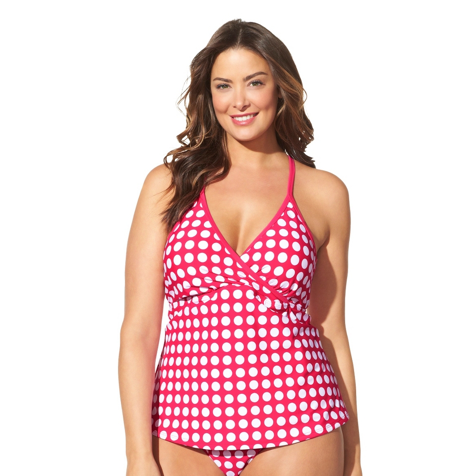 Womens Plus Size Racerback Tankini Swim Top   Fire Red/White 20W