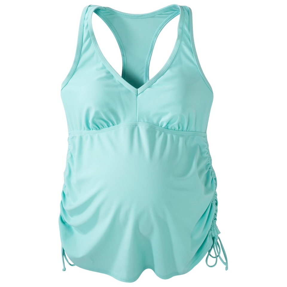 Womens Maternity Cinched Racerback Tankini Swim Top   Mint Green L