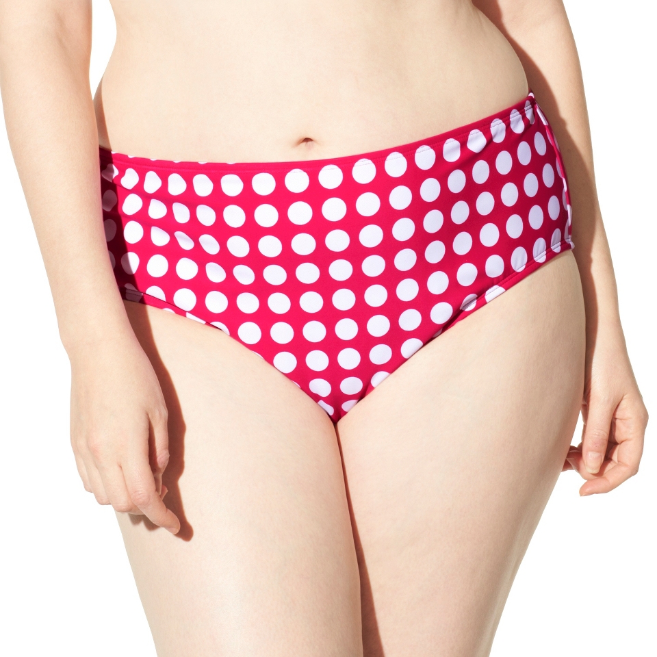 Womens Plus Size Bikini Swim Bottom   Fire Red/White 20W