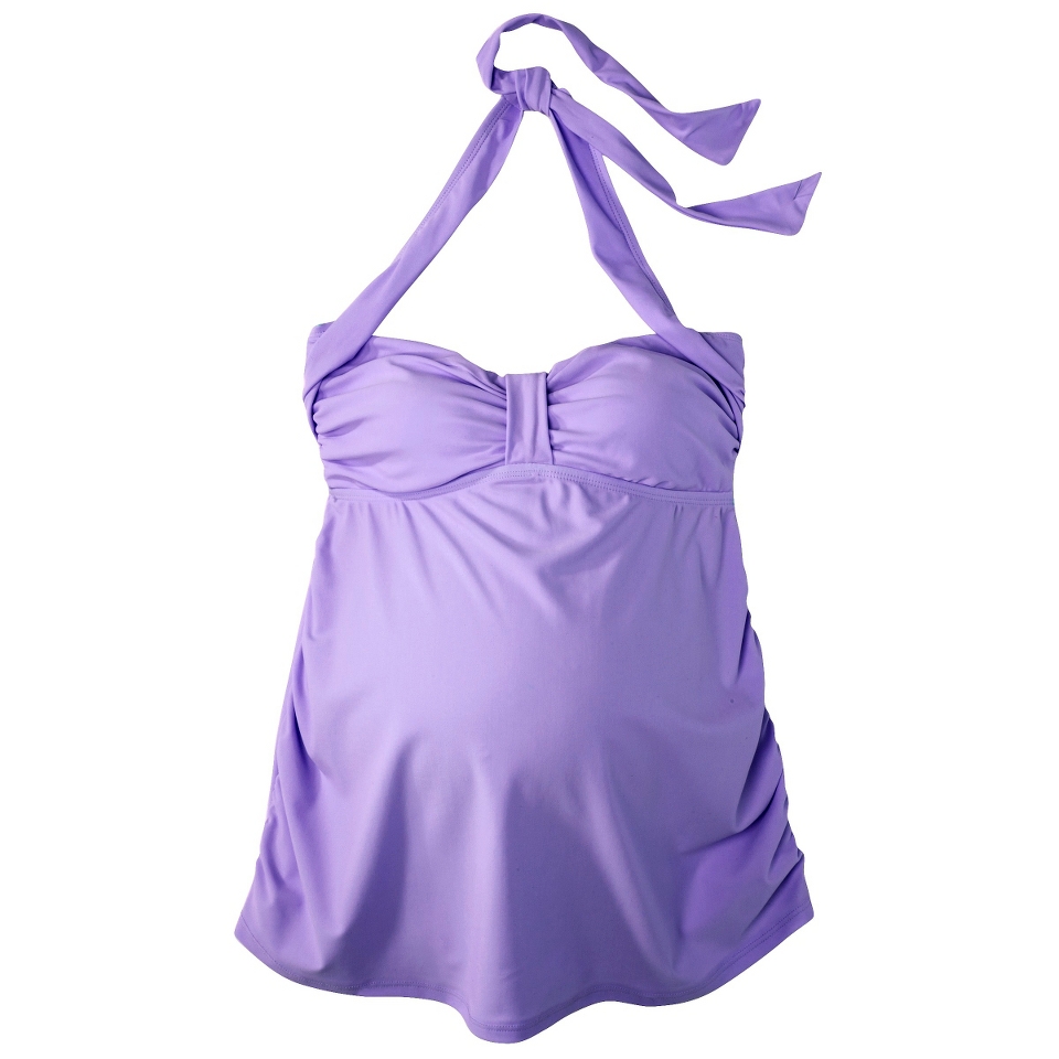 Womens Maternity Cinched Halter Tankini Swim Top   Periwinkle L