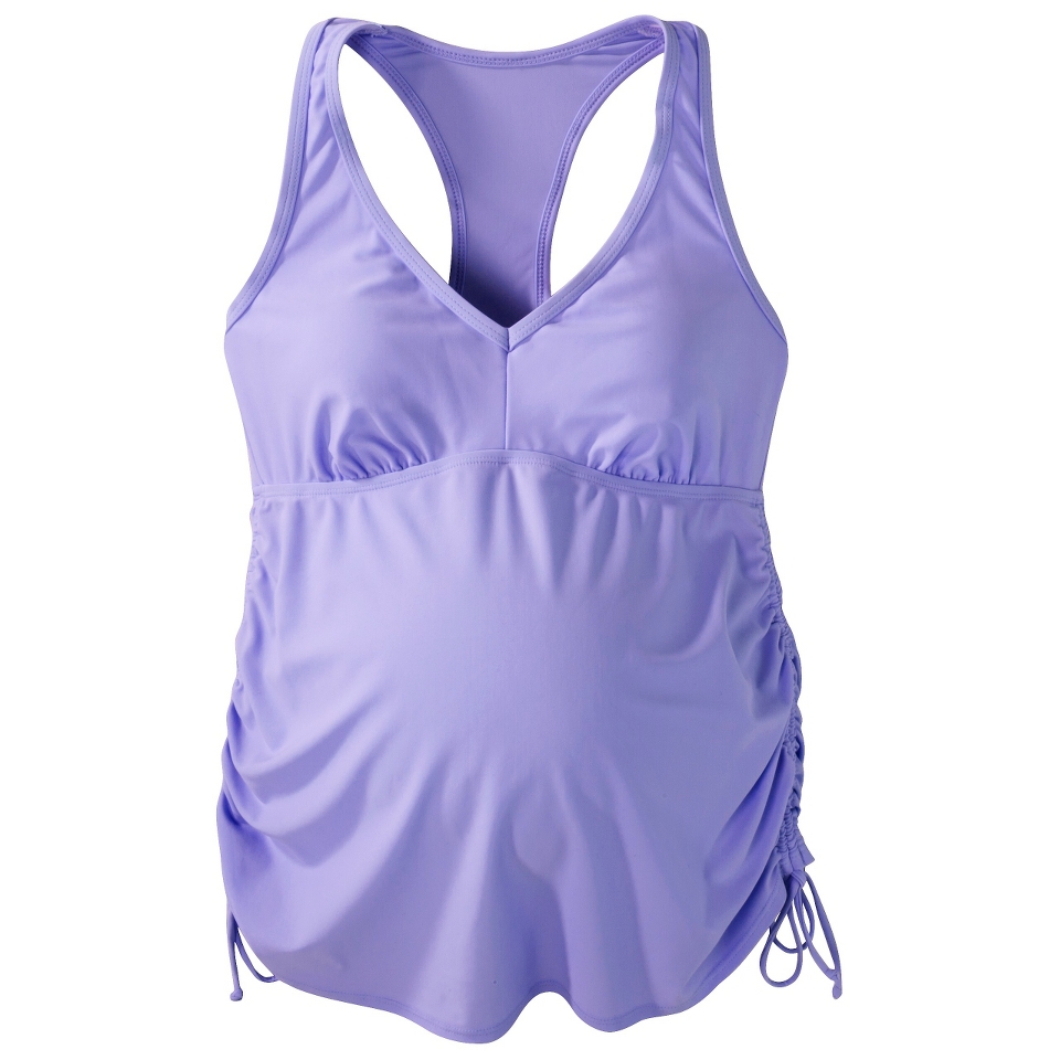 Womens Maternity Cinched Racerback Tankini Swim Top  Periwinkle S