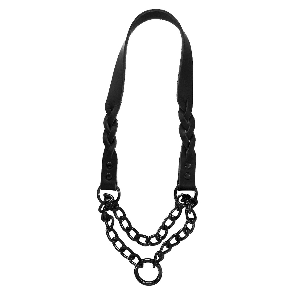 Platinum Pets Braided Black Leather Martingale   Black (15)