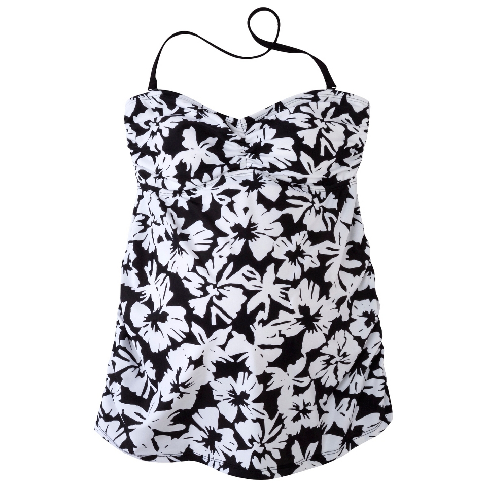 Womens Maternity Bandeau Tankini Swim Top   Black/White XXL