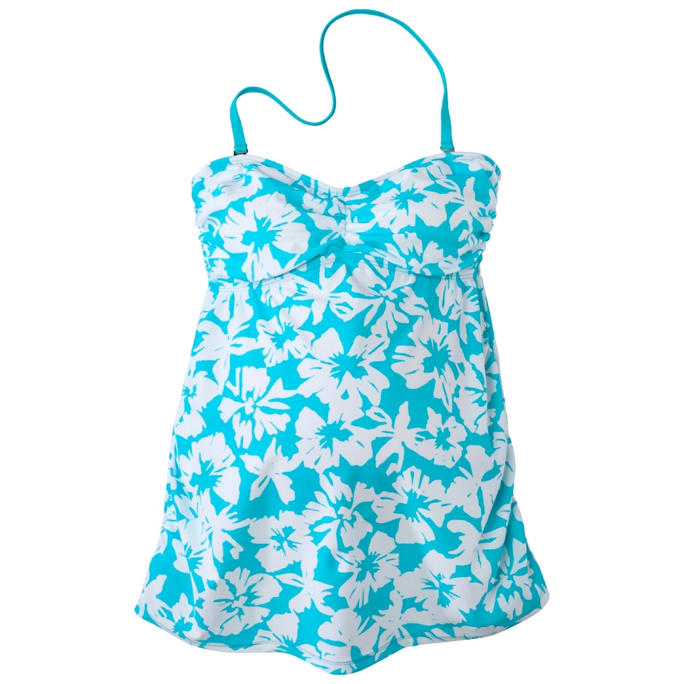Womens Maternity Bandeau Tankini Swim Top   Turquoise/White XL
