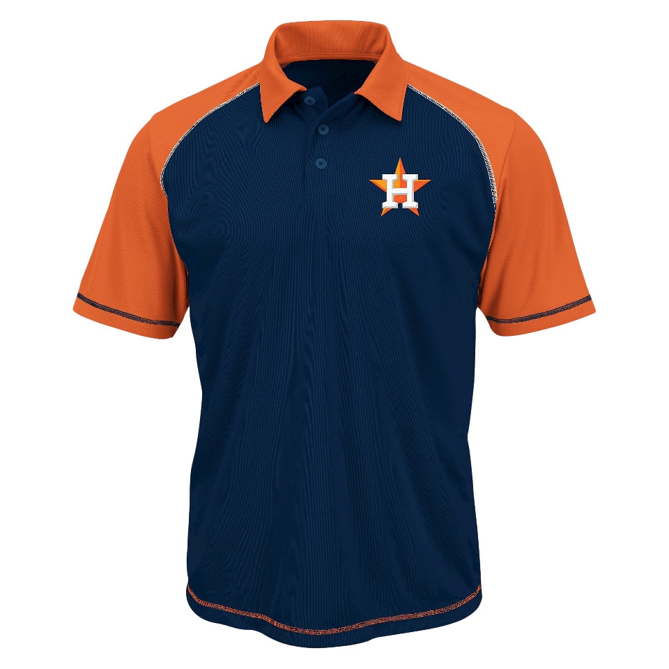 MLB Mens Houston Astros Synthetic Polo T Shirt   Navy/Orange (S)