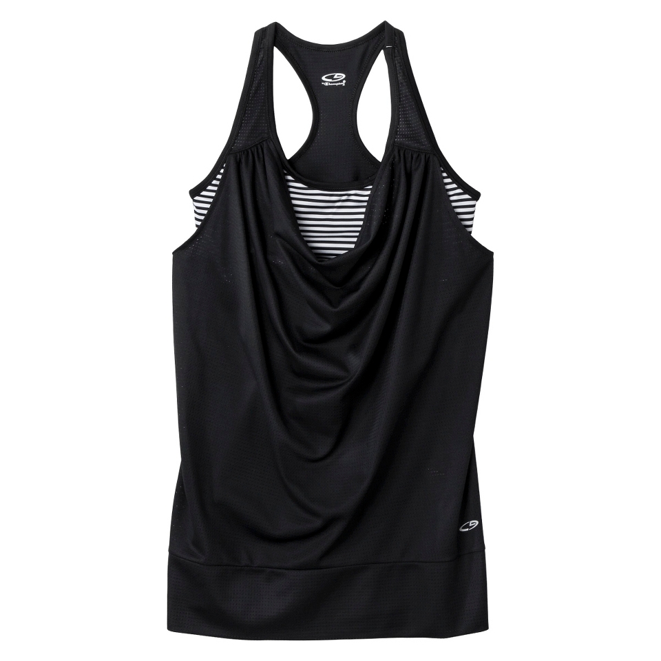 C9 by Champion Womens Cowl Neck Layered Tank   Black   L