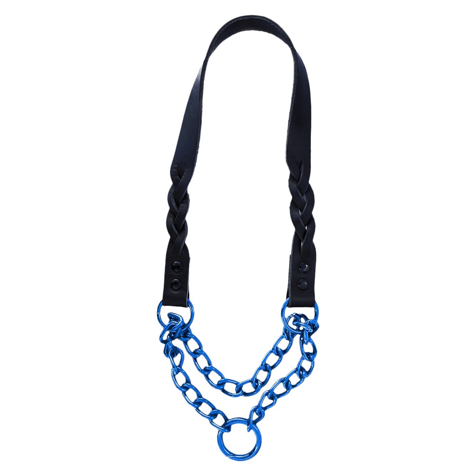 Platinum Pets Braided Black Leather Martingale   Blue (21)