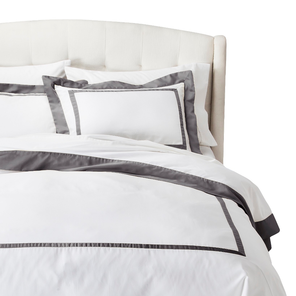 Fieldcrest Hotel Border Duvet Set   Gray (King)