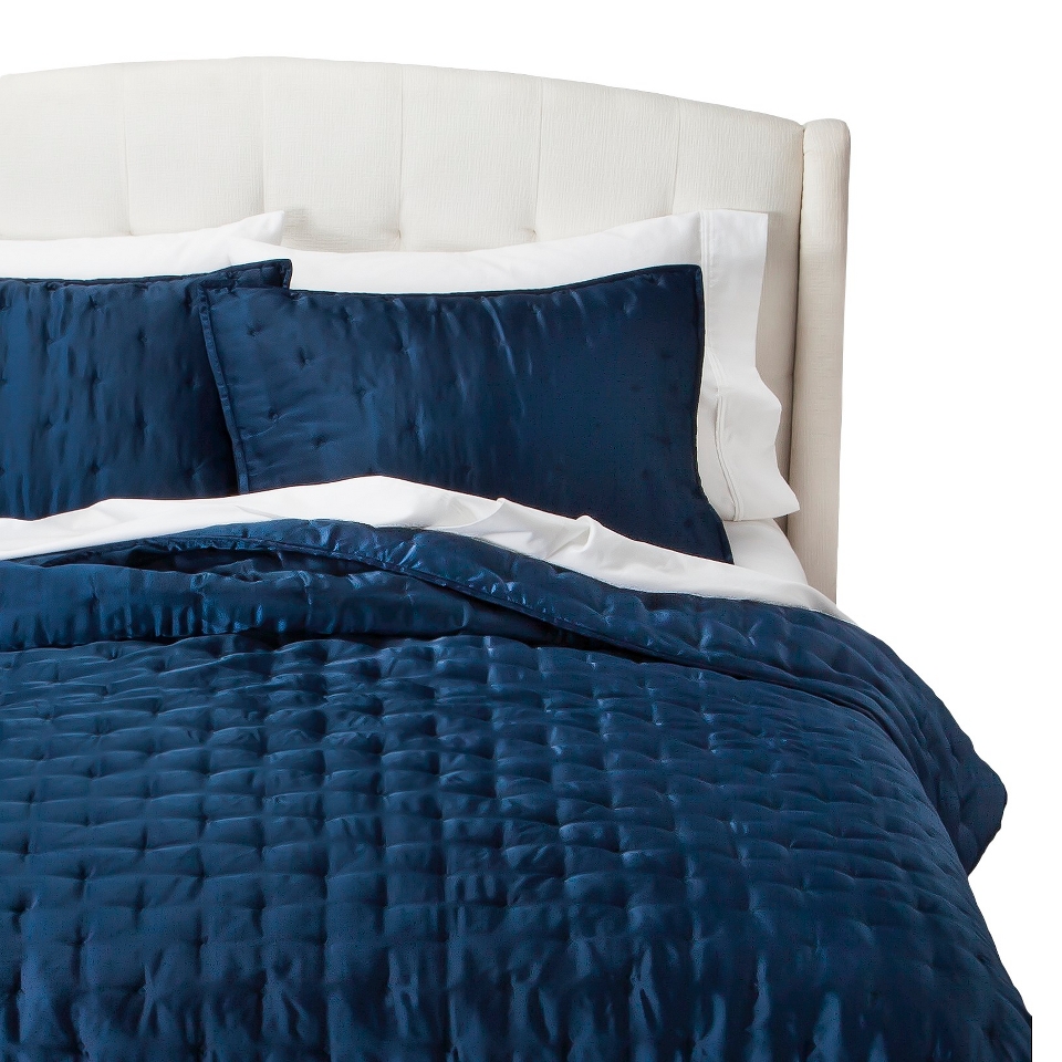 Fieldcrest Lofty Textured Quilt   Newark Blue (King)