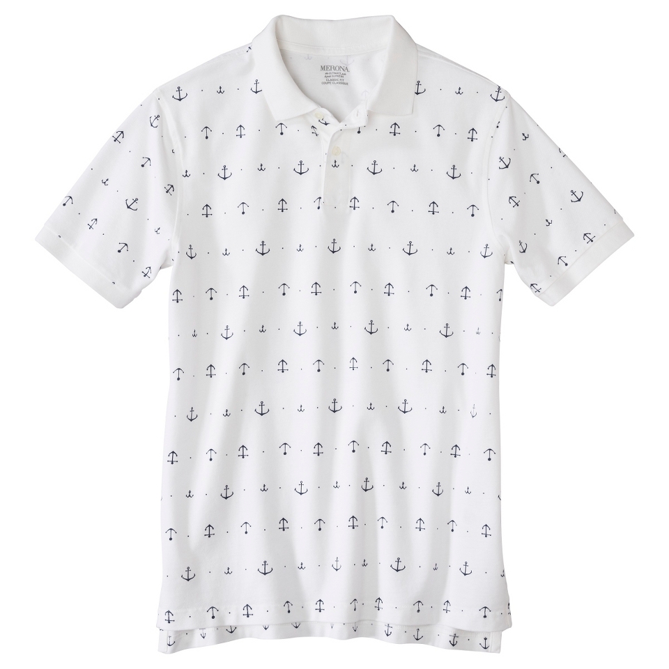 Mens Classic Fit Print Polo Shirt Fresh White S