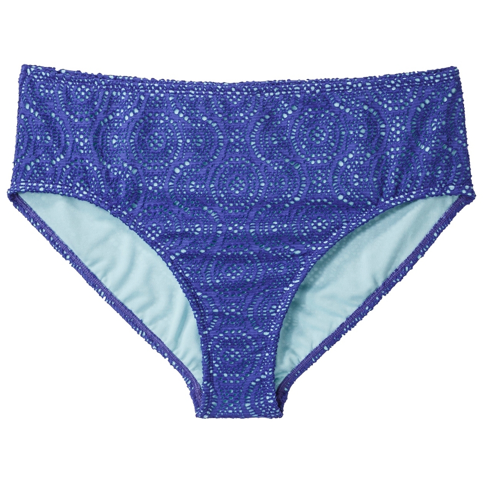 Womens Plus Size Crochet Hipster Swim Bottom   Cobalt Blue 18W