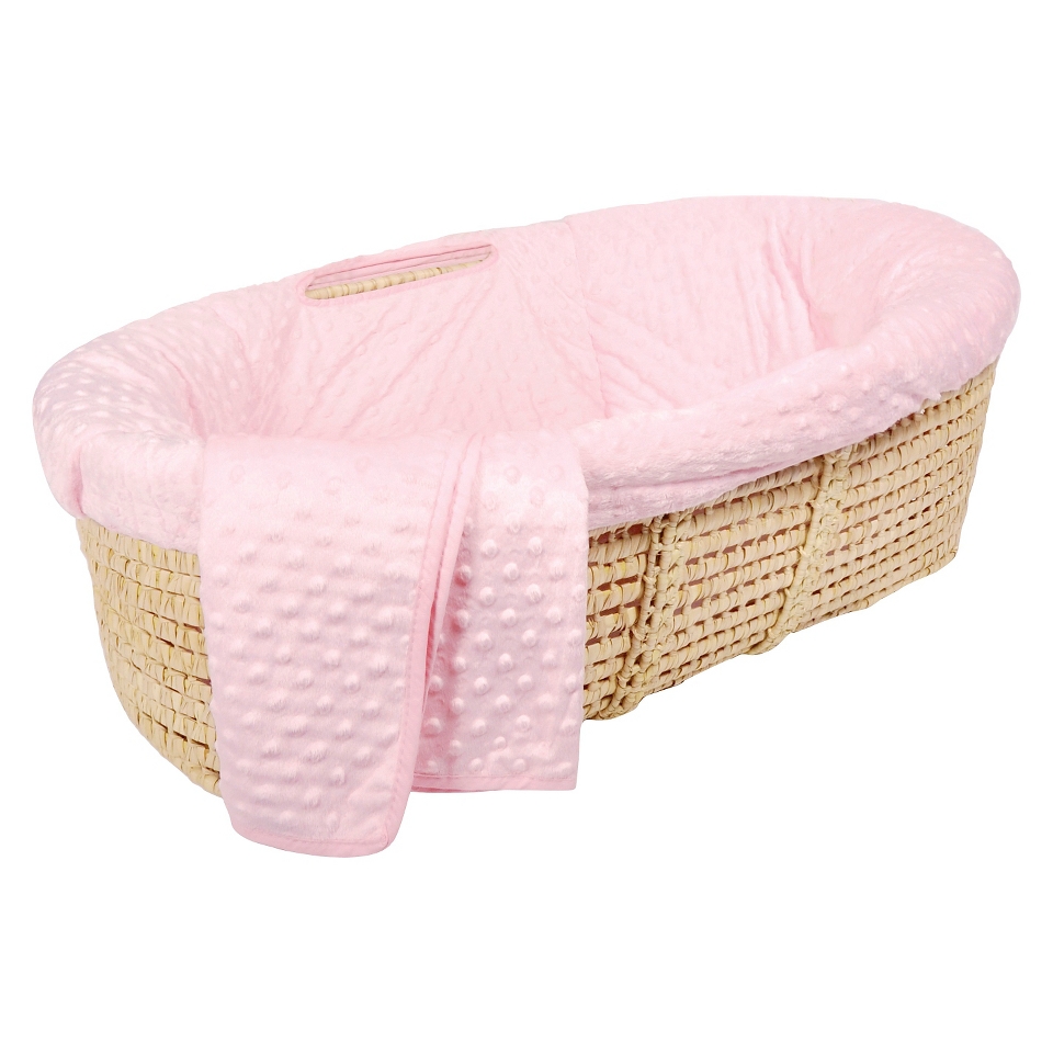 Dimple Velour Moses Basket Set   Pink by Tadpoles