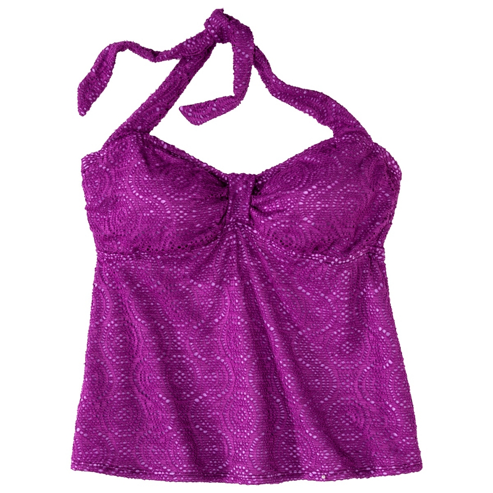 Womens Plus Size Crochet Halter Tankini Swim Top   Amethyst 22W