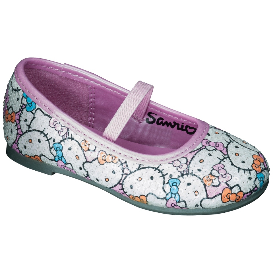 Toddler Girls Hello Kitty Sequin Ballet Flats   White/Pink 6