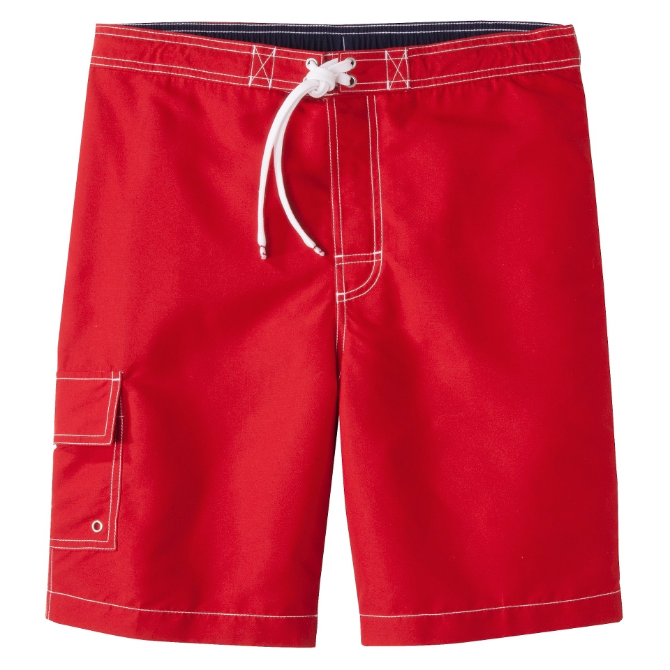 Merona Mens 9 Solid Board Shorts   Carmen Red XS