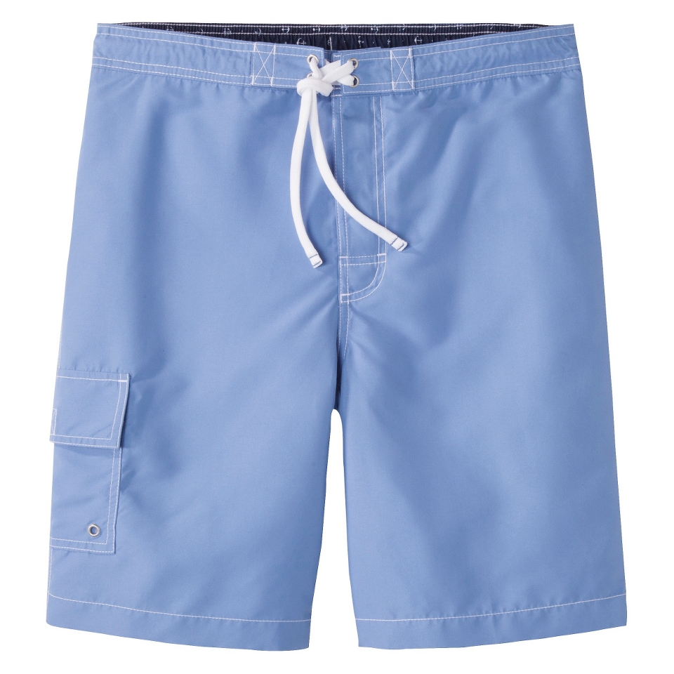 Merona Mens 9 Solid Board Shorts   Mozart Blue XS